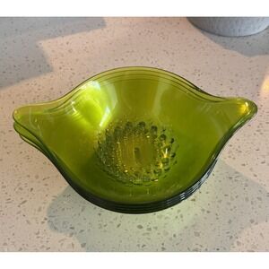 Set Of 4 Koziol German Clear Green Plastic Bowls Unique Raised Dotted Bottom